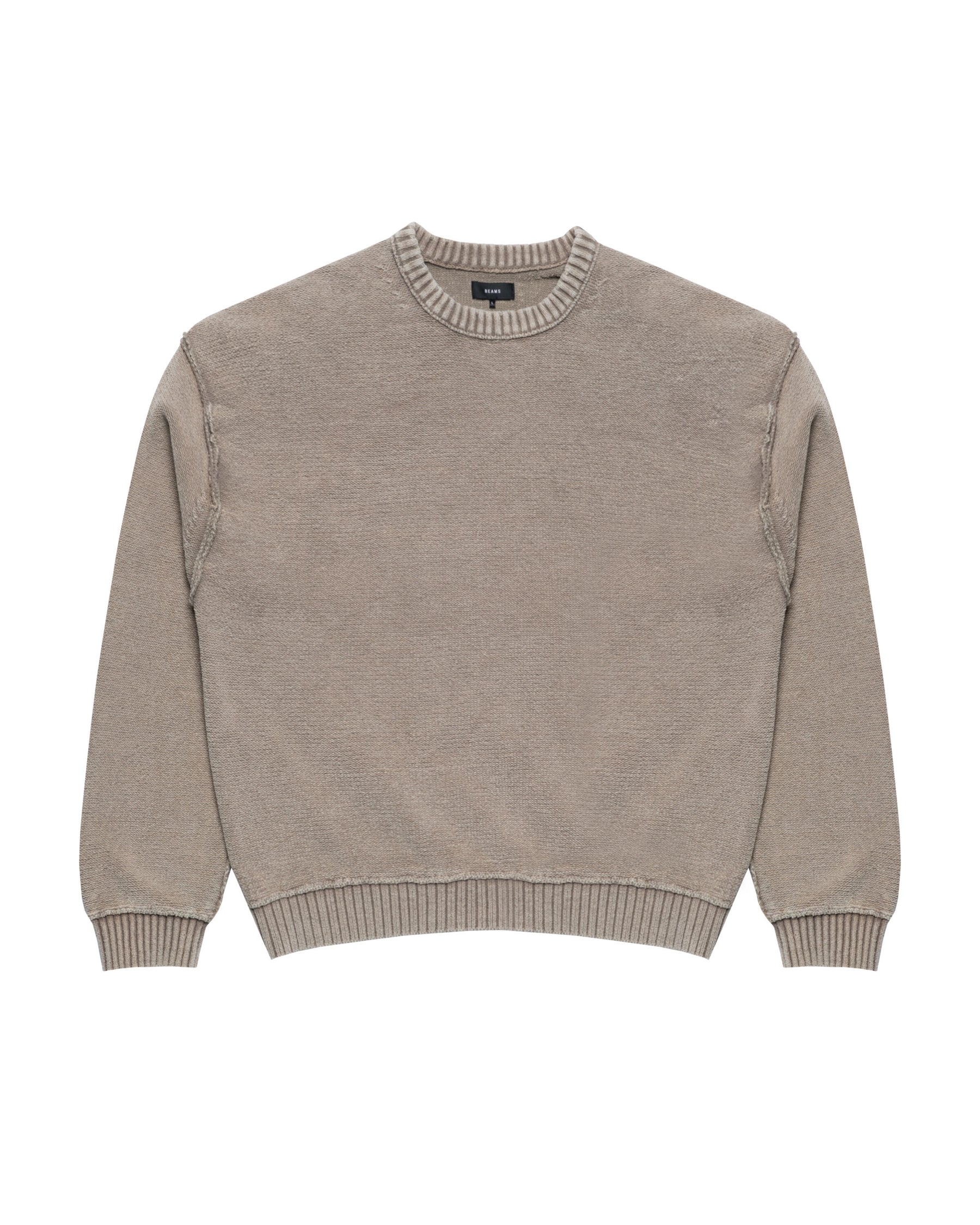 BEAMS 5 GAUGE GARMENT DYE COTTON CREW NECK
