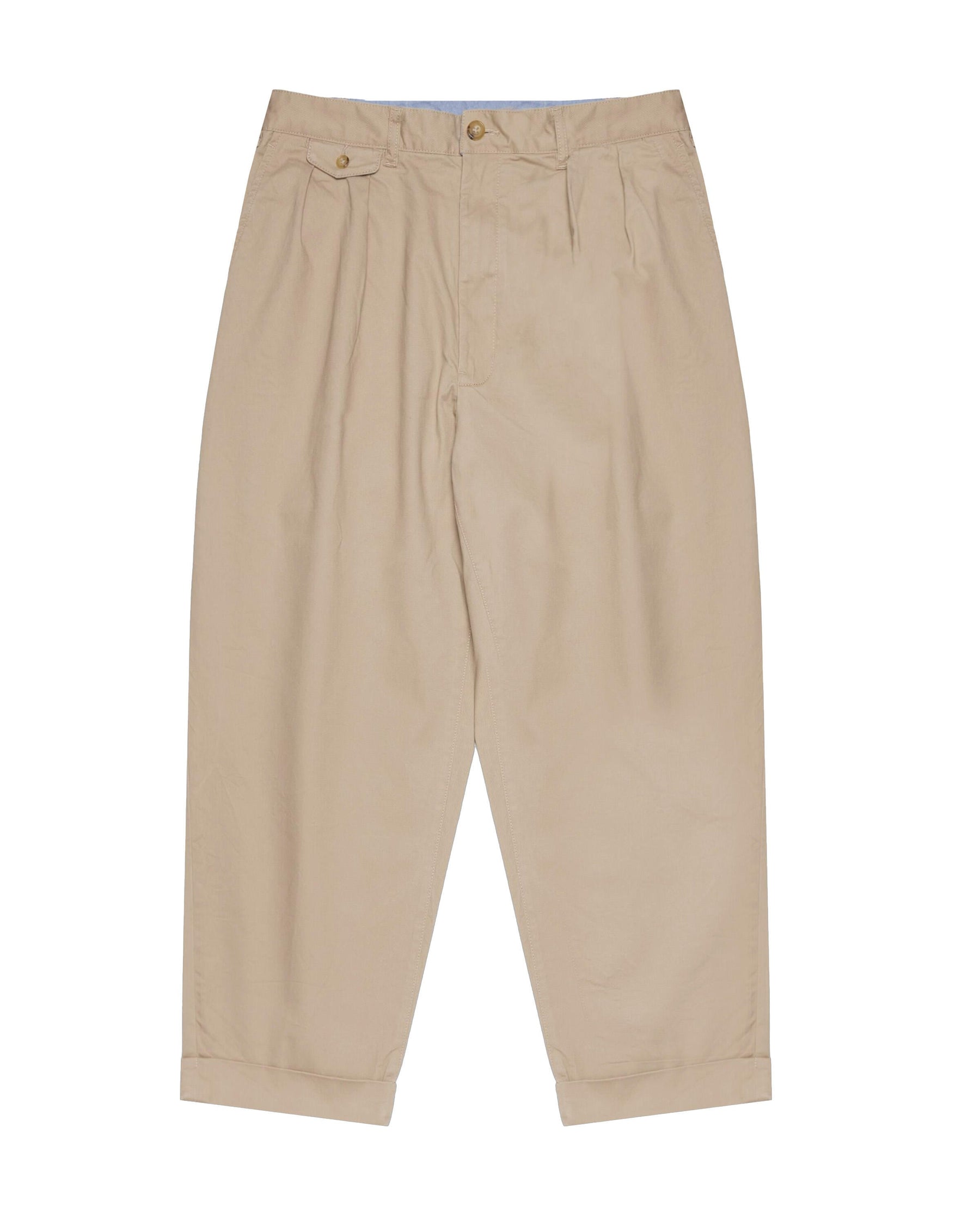 Beams+ 2 Pleats Tapered Twill